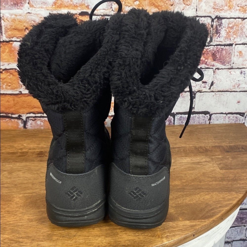 Columbia Weatherproof Black Fur-Lined Lace Up Slip On Winter Boots Sz 7 - Picture 10 of 13
